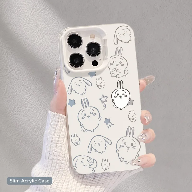 Hot Chiikawa Acrylic Phone Case for iPhone 16 Pro 15 14 Anti-fall Anti-slip Comfortable Grip Shockproof Slim Protective Cover