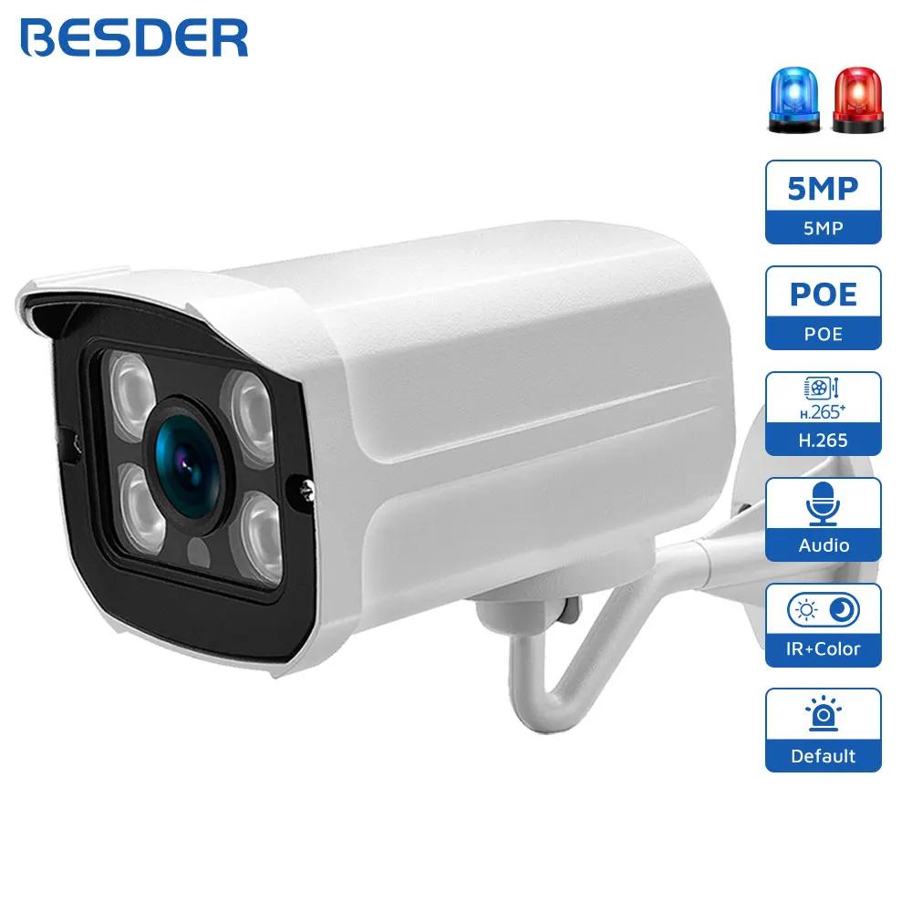 BESDER 4K 8MP H.265 5MP 3MP HD Outdoor IP Camera 48V PoE 1080P IP66 Waterproof Video Surveillance IP Camera Infrare Night Vision