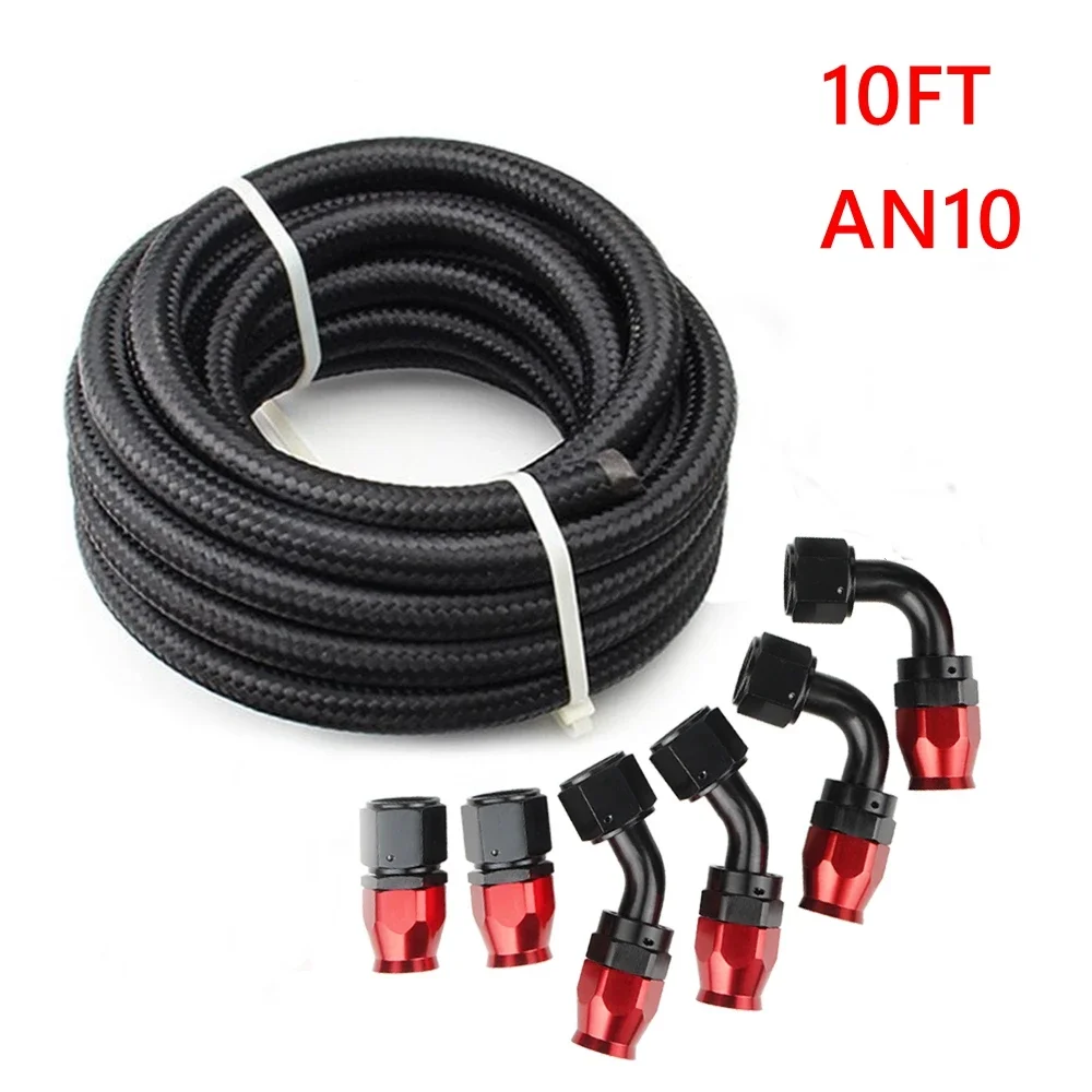 3M AN6/AN8/AN10 CPE Olie Brandstof Fittingen Slanguiteinde 0 + 45 + 90 + 180 Graden Olie Adapter Kit AN6 Gevlochten Olie Brandstofslang Lijn Met Klemmen