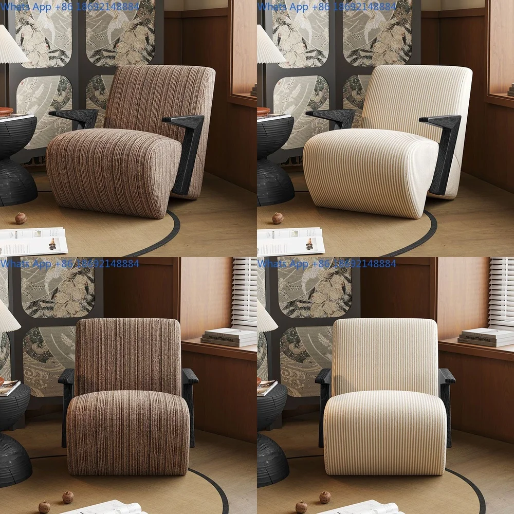 

Minimalist French Vintage Style Solid Wood Lounge Chair for Living Room Balcony Guest House Retro Armchair Design