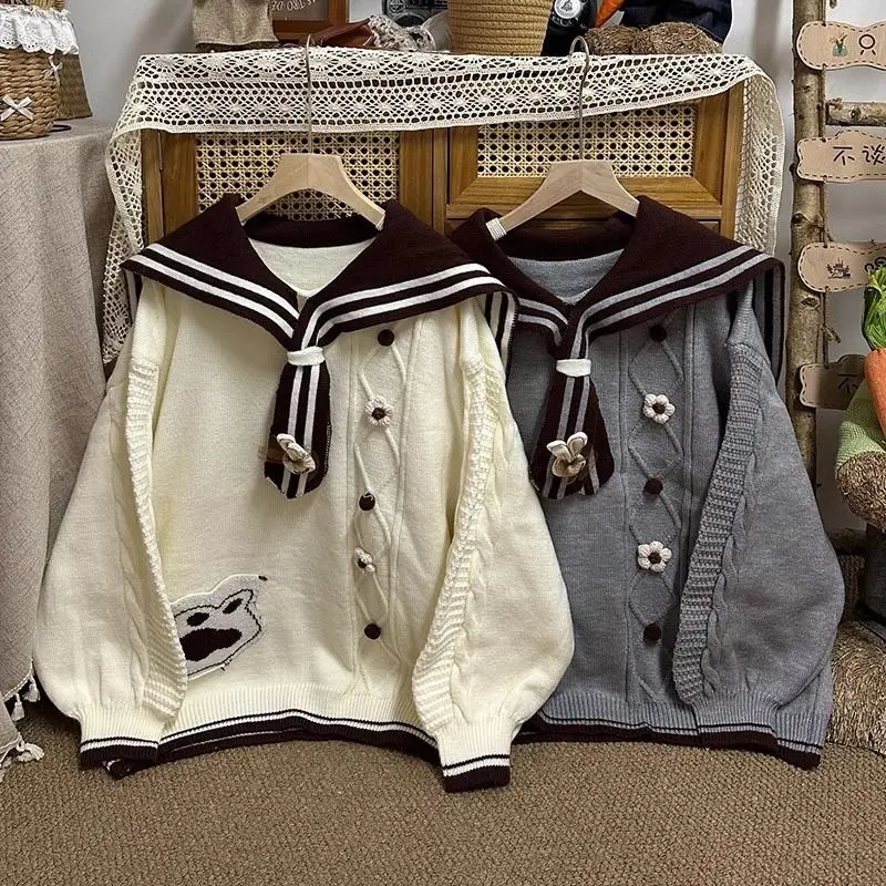 

Свитер корейского дизайна, осень-зима, свободный универсальный вязаный пуловер, топы, толстовка с длинными рукавами, модный женский повседневный трикотаж