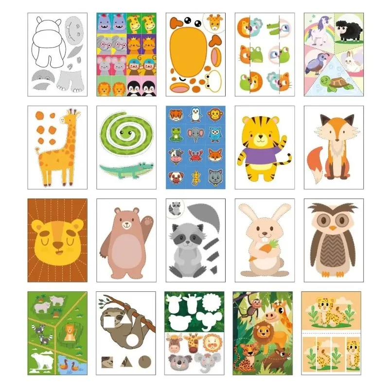 Papel crianças livro de corte de papel brinquedos 3d padrão animal montessori jardim de infância quebra-cabeça papel scrapbooking artes e ofícios