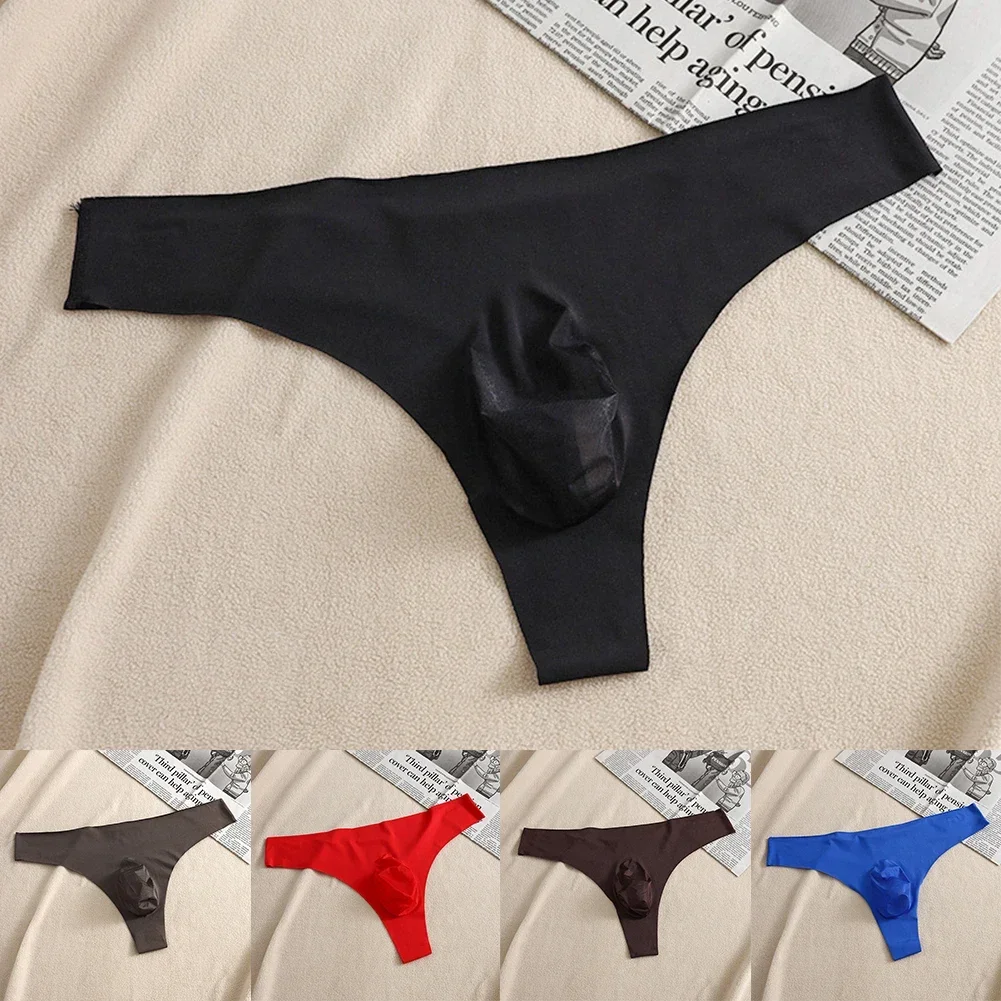 Transparente Herren-Slips aus Netzstoff, nahtlos, niedrige Taille, Tangas, Unterwäsche, Ausbuchtungsbeutel, atmungsaktive Unterhose, T-Rücken, G-String, Hodensack-Höschen