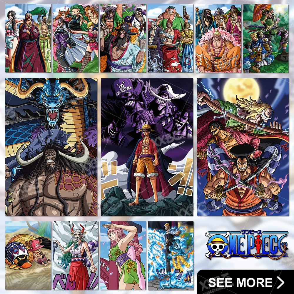 

ONE PIECE Poster Kaido Painting Monkey D. Luffy Home Decoration No Frame Anime Wall Art Kozuki Oden Canvas Picture Chopper Mural