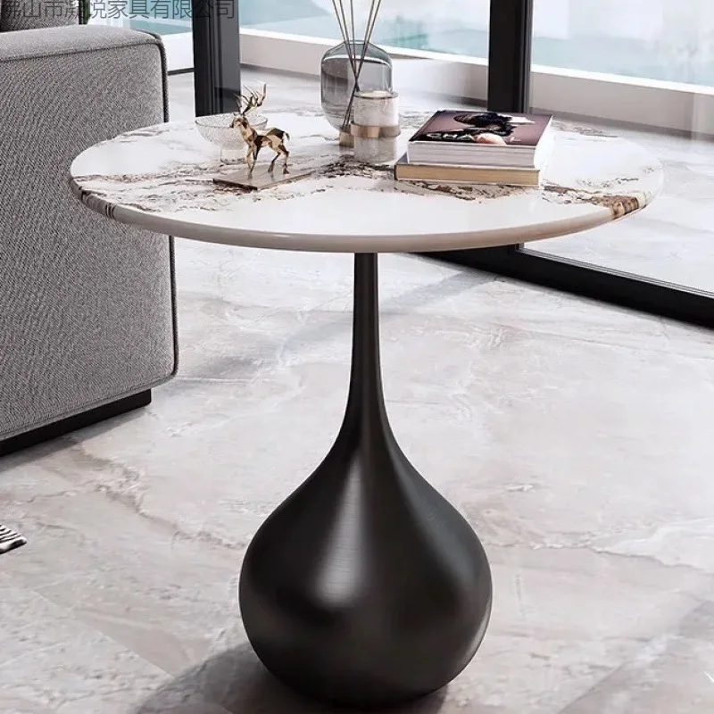 

Кофейный столик из каменной плиты, простой, повседневный, маленький круглый столик, передвижной, для гостиной, придиванный столик с простым угловым дизайном.