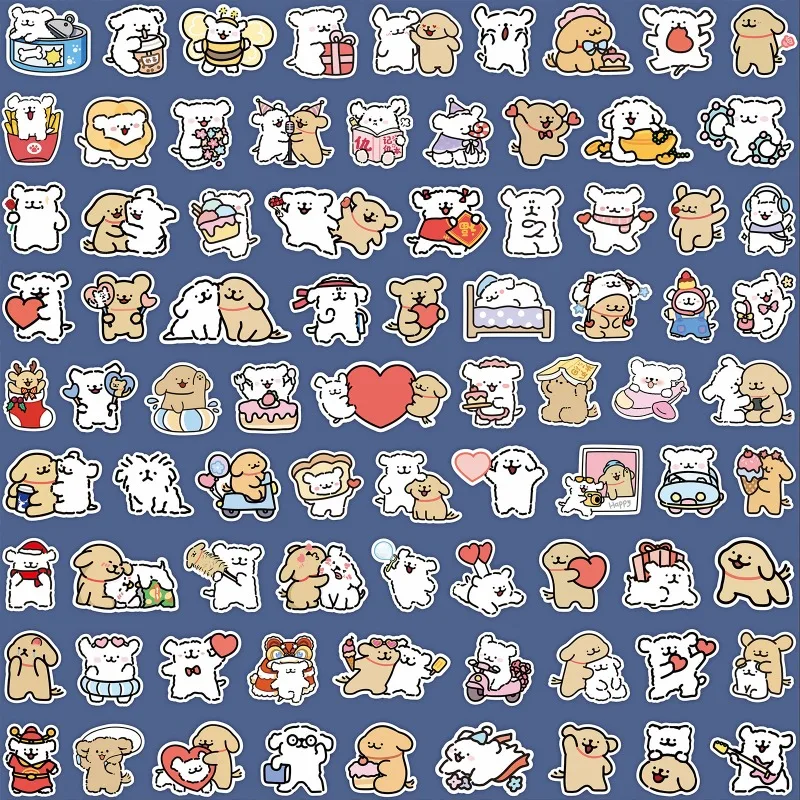 100 Stück Cartoon personalisierte Welpen kreative Doodle dekorative Aufkleber