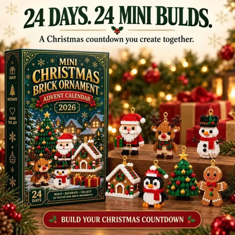 24-Day Mini Christmas Brick Ornament Advent Calendar,Acrylic Bricks Hanging Figurine Xmas Tree Decor Gift, Holiday Countdown image 4