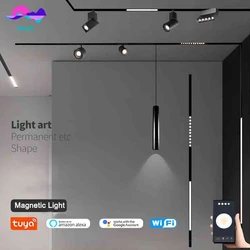 Sistema Inteligente de iluminación para interiores, lámpara LED con riel magnético intercambiable, luces de pista, Control por aplicación Tuya