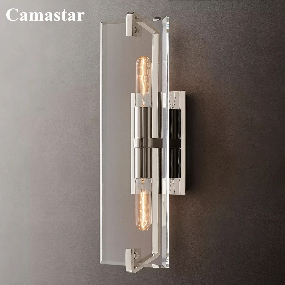 Marbuzet Linear Sconce Clear Prism Crystal Wall Lamp LED Modern Rectangular Cristal Sconce Light Fixture for Living Room Bedroom