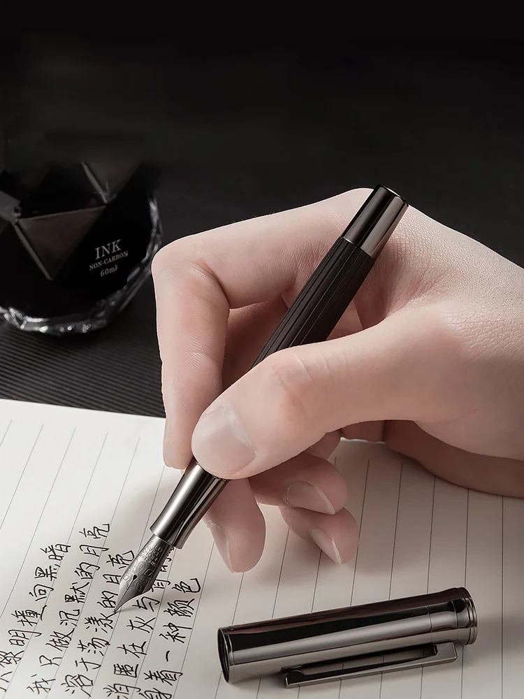 

Retro Hongdian 1866 Balck Wood Fountain Pen Soft Elastic 35# Nib Writing Ink Pen School Office Supplies Gift Pens New