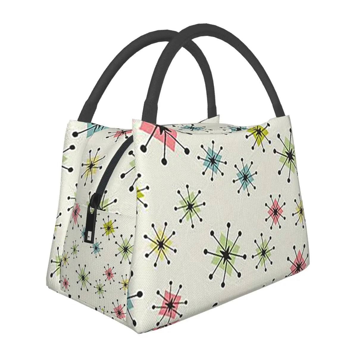 Atomic Era Graphic Insulated Lunch Bag for Women Picnic Storage Food Boxes Portable Container Cooler Thermal Lunch Box Tote
