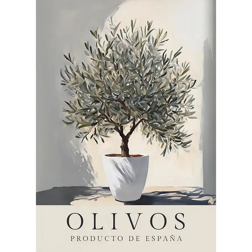 Affiche en toile d'olivier et de citron rétro élégante, Vase d'art mural, cadeau parfait pour salon, chambre à coucher, dortoir, décoration de maison