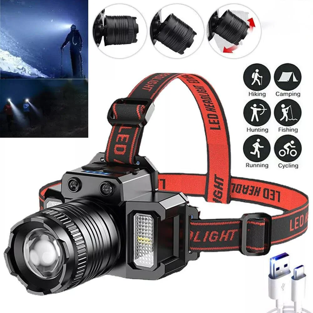 LED Sensor Headlamp Camping Search Light Head Flashlight Rechargeable Powerful Head Lamp Front Lanterns Headlights 5 Styles