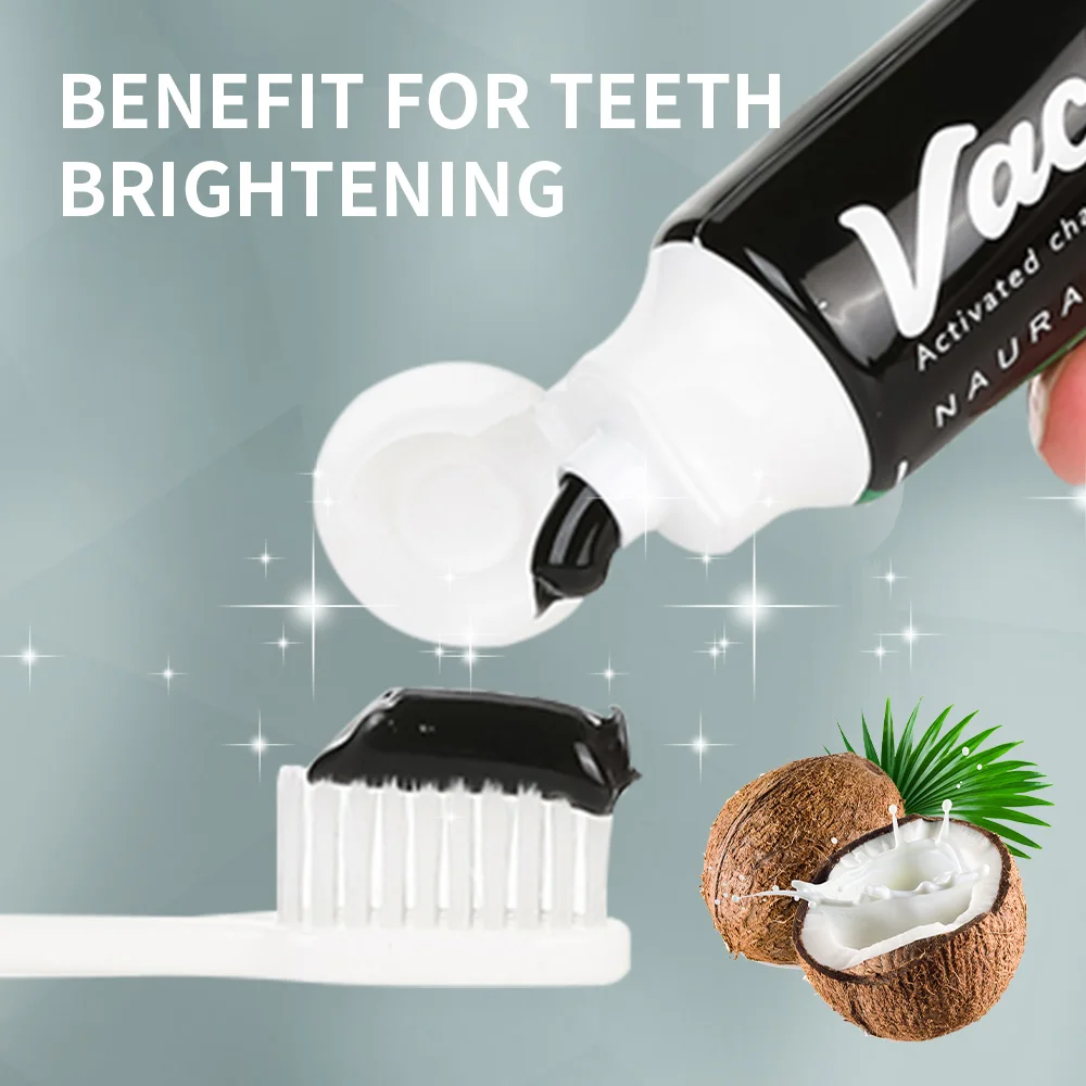 100g Activated Charcoal Toothpaste Mint Flavor Whitening Teeth Fluoride Free Natural Toothpaste, Removes Coffee Smoke and Plaque