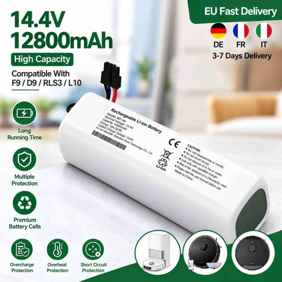 Batteria al litio 14,4V P2008-4S2P-MMBK P2150-4S2P-XWDLS con disponibilità locale in UE, compatibile con Dreame S10 D9 F9 L10Pro L10Plus, accessori di ricambio per aspirapolvere