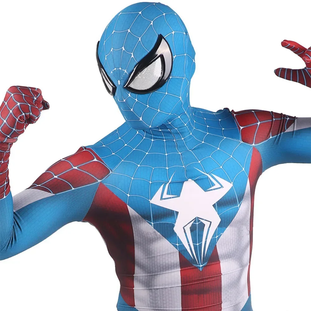 Captain America Spider Cosplay Superheld Spandex 3D Gedrukt Captain America Zentai Pak Romper Halloween Kostuum Outfit Volwassen