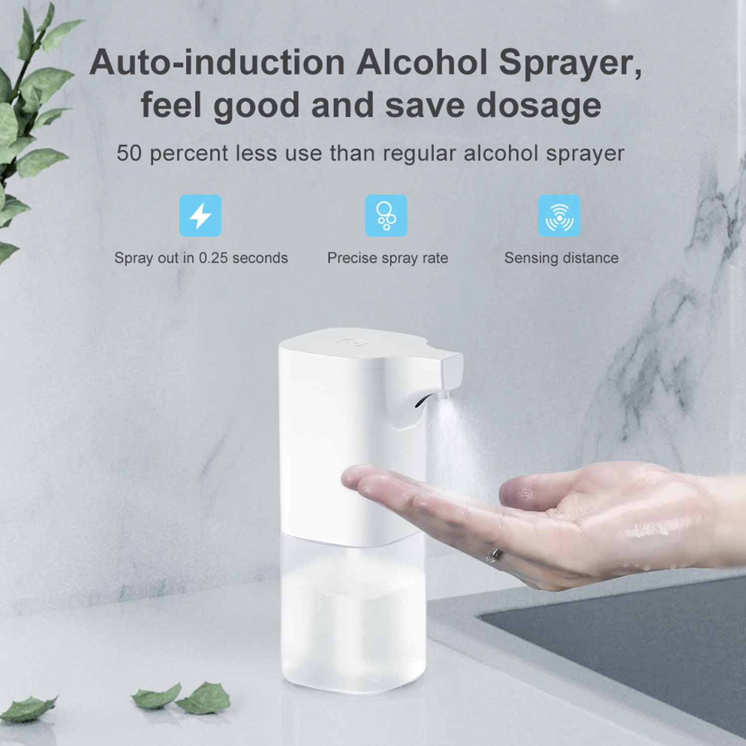 350mL Automatic Soap Dispenser Spray Type Touchless Soap Dispensers with IR Sensor Sanitizer 75% Alcohol Dispenser for Home