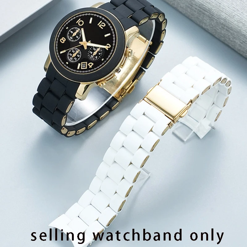 

Ремешок для часов Michael Kors 5159/5154, стальной ремешок с белым резиновым покрытием, модная мужская и женская цепочка для часов 20 мм.