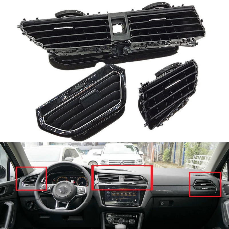 HUIYAN 1PCS Untuk VW Tiguan L 2017-2020 Ventilasi AC Dashboard Ventilasi Udara Panel Instrumen Ventilasi Udara Kisi-kisi Ventilasi Udara