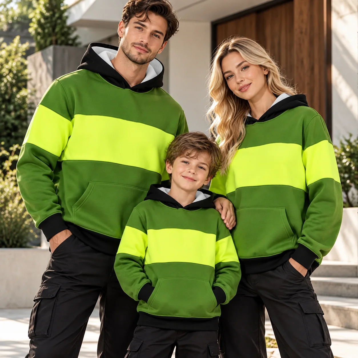 Undertale Deltarune Family Matching Hoodie Green Yellow Stripe Hooded Pullover Parentchild Sweatshirt Men Women Kids