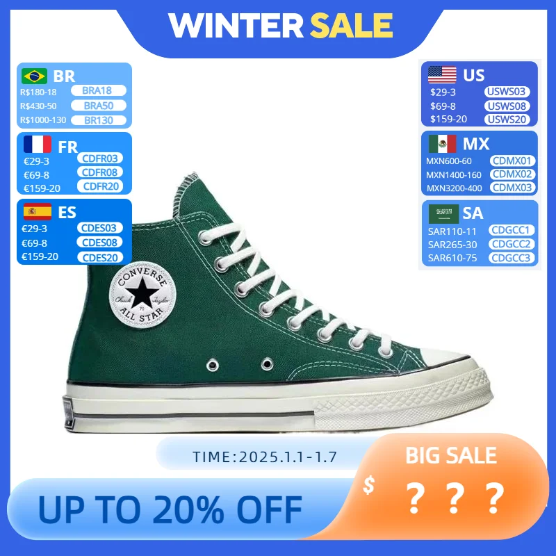 Converse 1970s All Star Men and Women Skateboarding Shoes High-top Outdoor Lightweight Vintage Sneaker Green