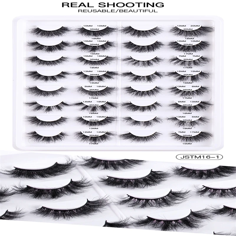 16 pairs/Tray  8D multi-texture Deep-fried persistent curling easy to operate false eyelashes