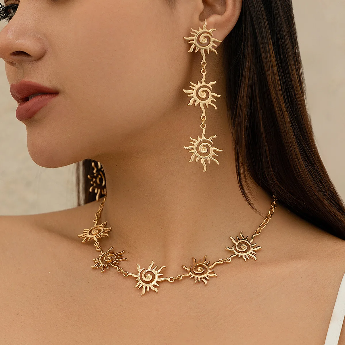 Thread Totem Sun Earrings Necklaces Waist Chain for Women Fashion Jewelry Minimalist Accessories Customized Jewelry Wholesale