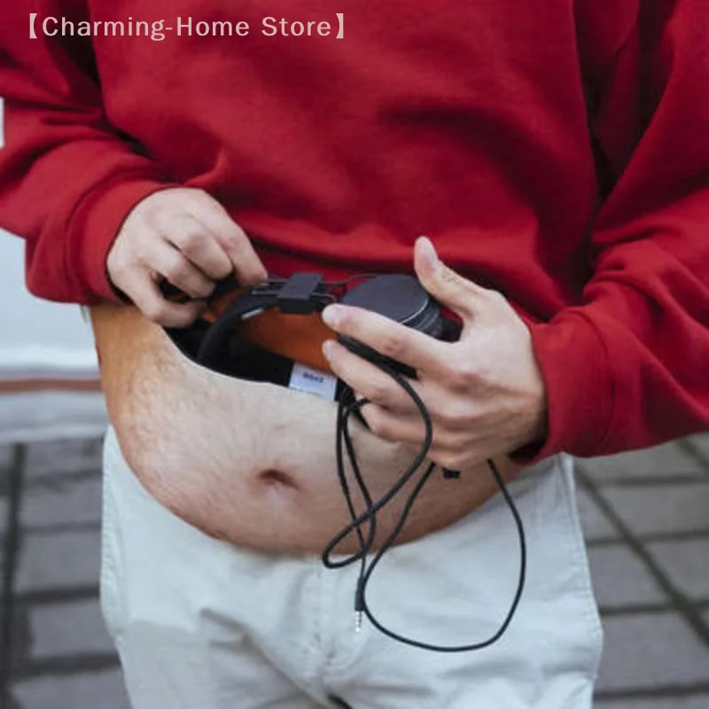 【M】Trendy Flesh Color Creative Pack Beer Fat Belly Bum Pouch Waist Bag Funny Money Belt Bag Travel Shoulder Bags