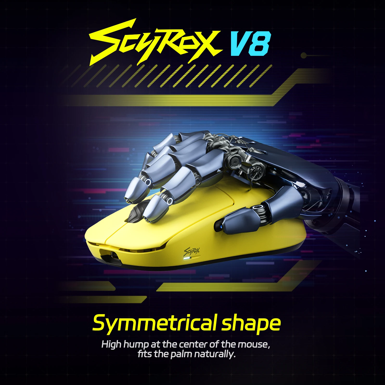 SCYROX V8 Gaming Mouse, No holes, 8K Dongle Included, Pixart 3950, Optical Switches
