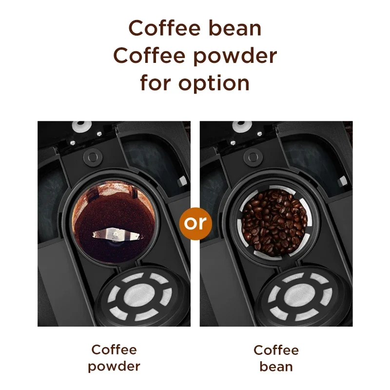 لآلة القهوة الأوتوماتيكية المصنوعة من الفولاذ المقاوم للصدأ سعة 10 أكواب ماكينة صنع القهوة بالتنقيط ماكينة القهوة مع مطحنة مدمجة