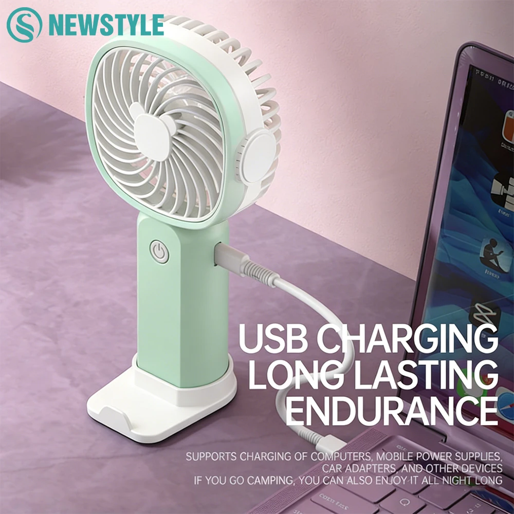 

Мини-портативный уличный вентилятор с держателем для телефона, 3-скоростной регулируемый, портативный настольный вентилятор с USB-зарядкой, электрический вентилятор