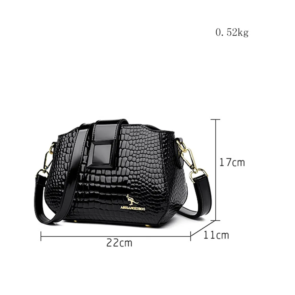 Quality Alligator Leather Crossbody Bag for Women Luxury Brand Handbag and Purses Designer Female Shoulder Messenger Tote Sac