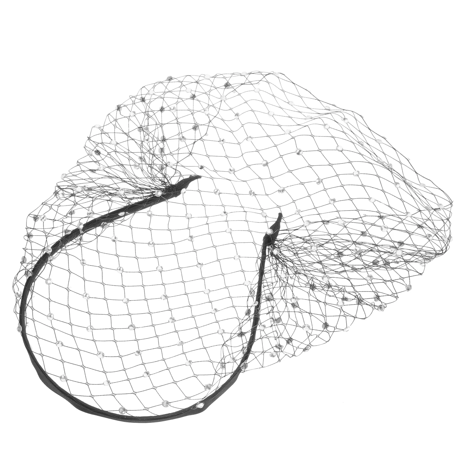 قطعة واحدة من عصابة رأس حجاب الزفاف مع حجاب للوجه أنيق مزين بحجر الراين وخفيف الوزن ومريح لحفلات الزفاف وحفلات الشاي