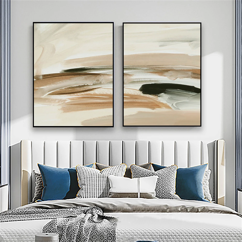 Neutral Abstract Wall Art Print Poster Modern Abstract Gallery Wall Art Nordic Beige Black Prints Canvas Painting Home Decor