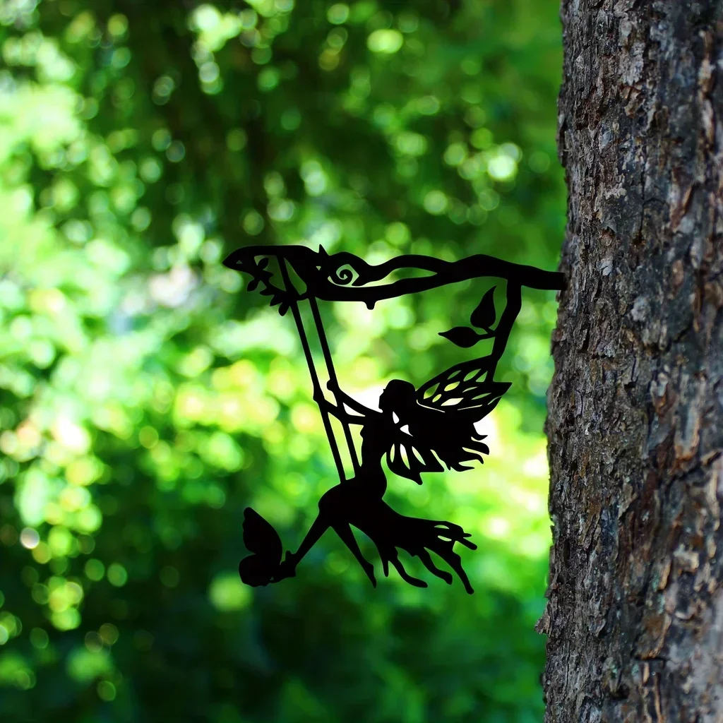 

1pc, Metal Fairy Silhouette Art Shadow Decoration For Garden Silhouette Lawn Yard Art Floor Ornament Hollow Out Shape Decor