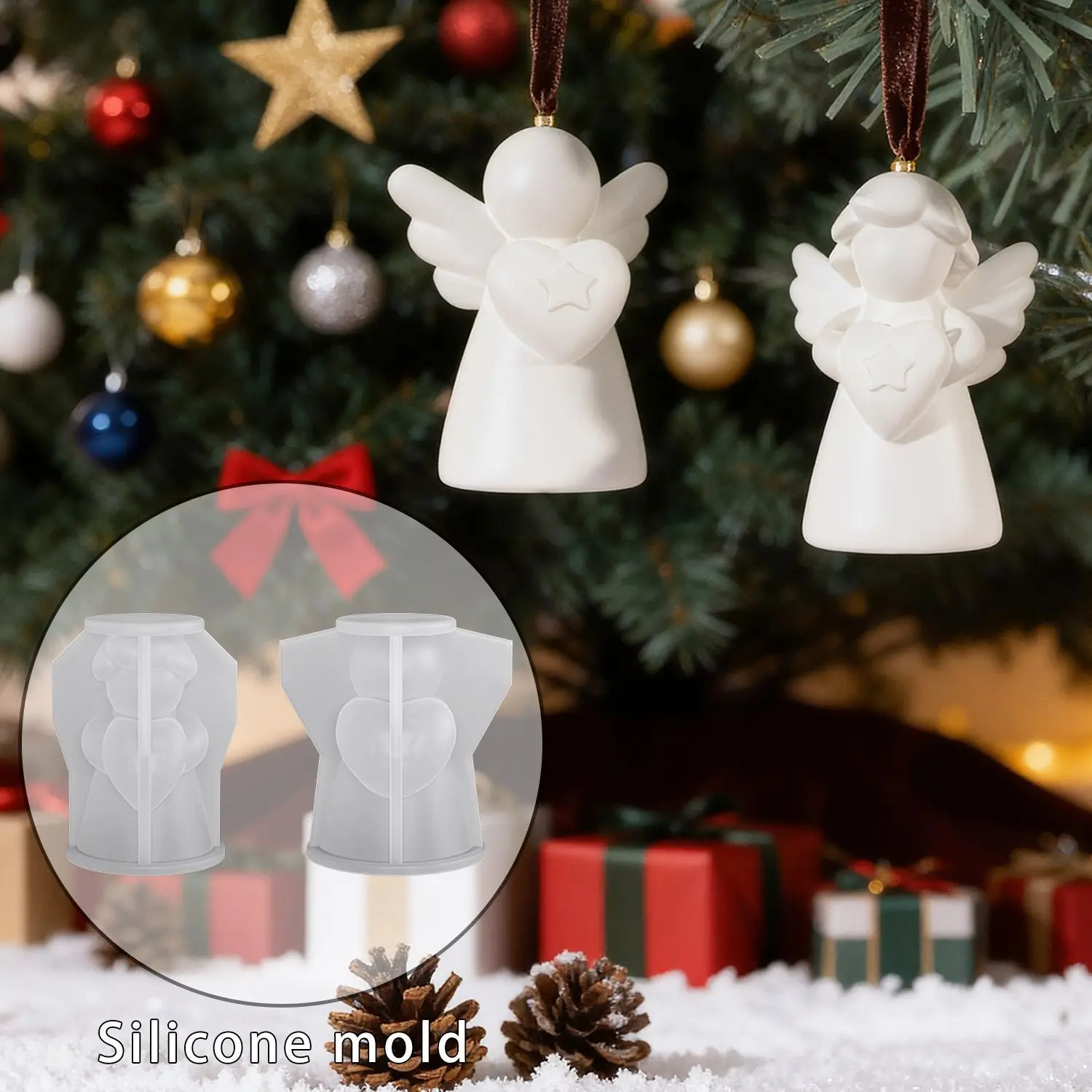 3D Wings Cute Angel Statue Decoration Gypsum Candle Silicone Mold DIY Girl Shape Aromatherapy Home Decoration Hanging Mold view 3