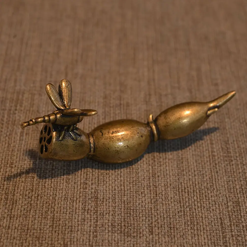 

1Pc Elegant Brass Dragonfly Adornment Fine Workmanship Compact Size Collectible Statue Home Office Decoration