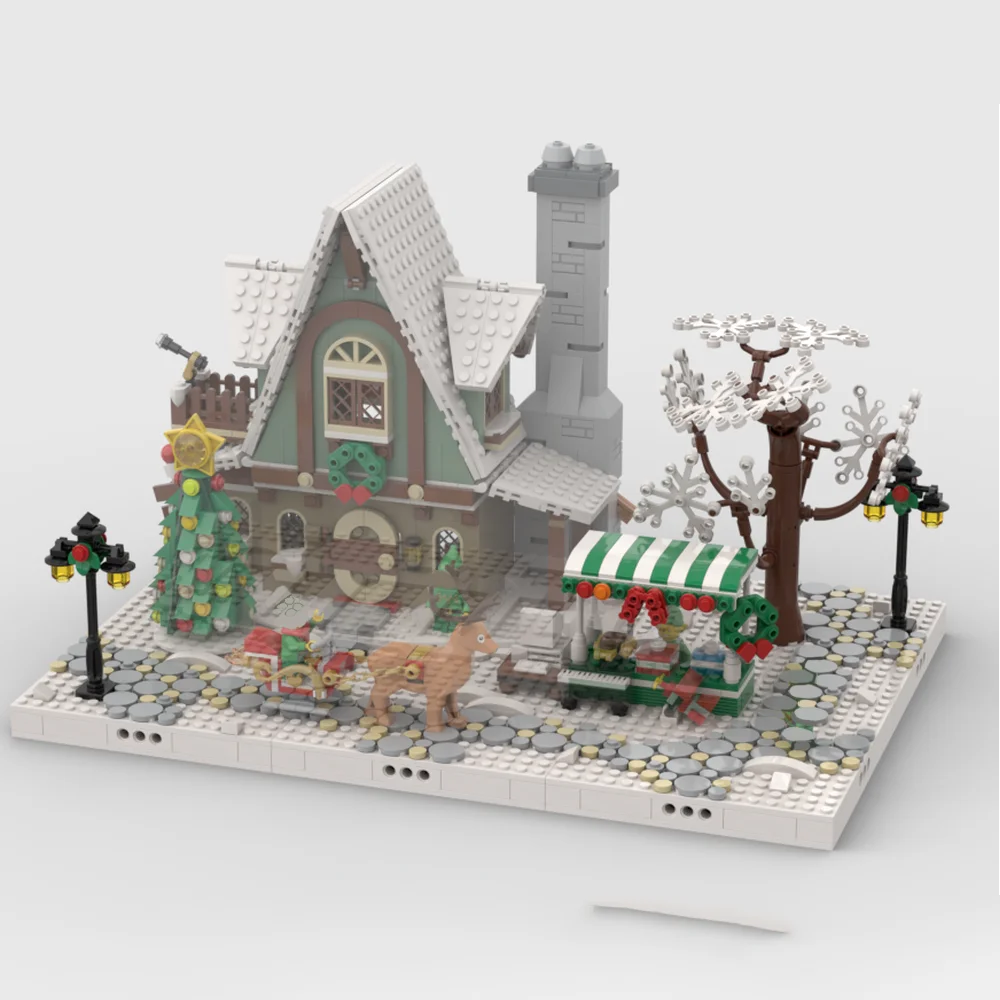 MOC-Creative Winter Village Base Building Blocks, Brick Assembly Model, Toy Gift, 10325, 40424, 10275, 21325, 10293,40602, 10308