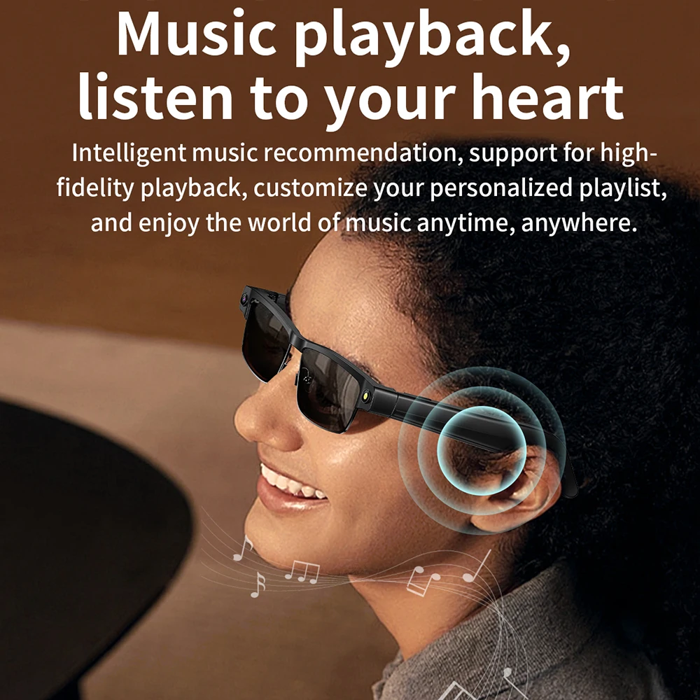 LIGE 800W Camera Glasses AI Bluetooth Glasses Call Music Video Recording Noise Reduction Headset Touch Control Smart Sunglasses