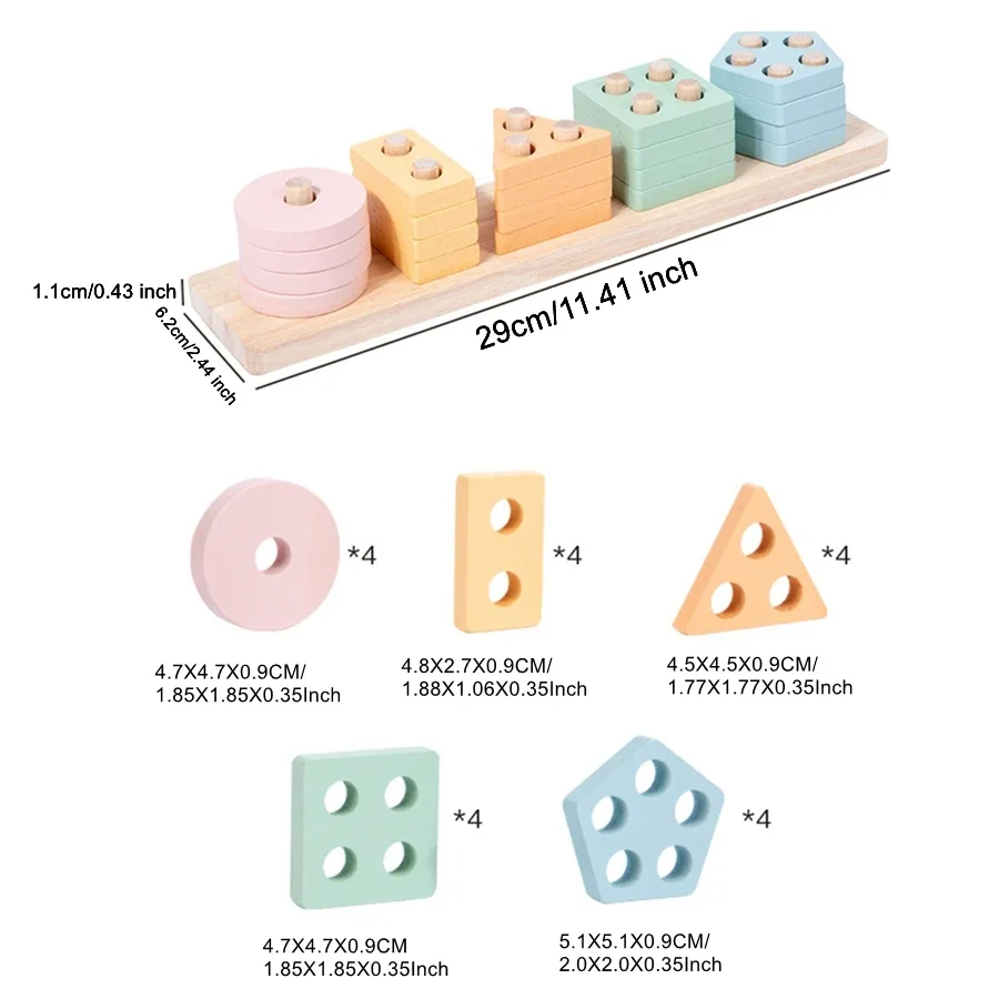 Jouets empilables de tri des couleurs en bois Montessori, Puzzle pour les tout-petits et les enfants d'âge préscolaire, motricité Fine