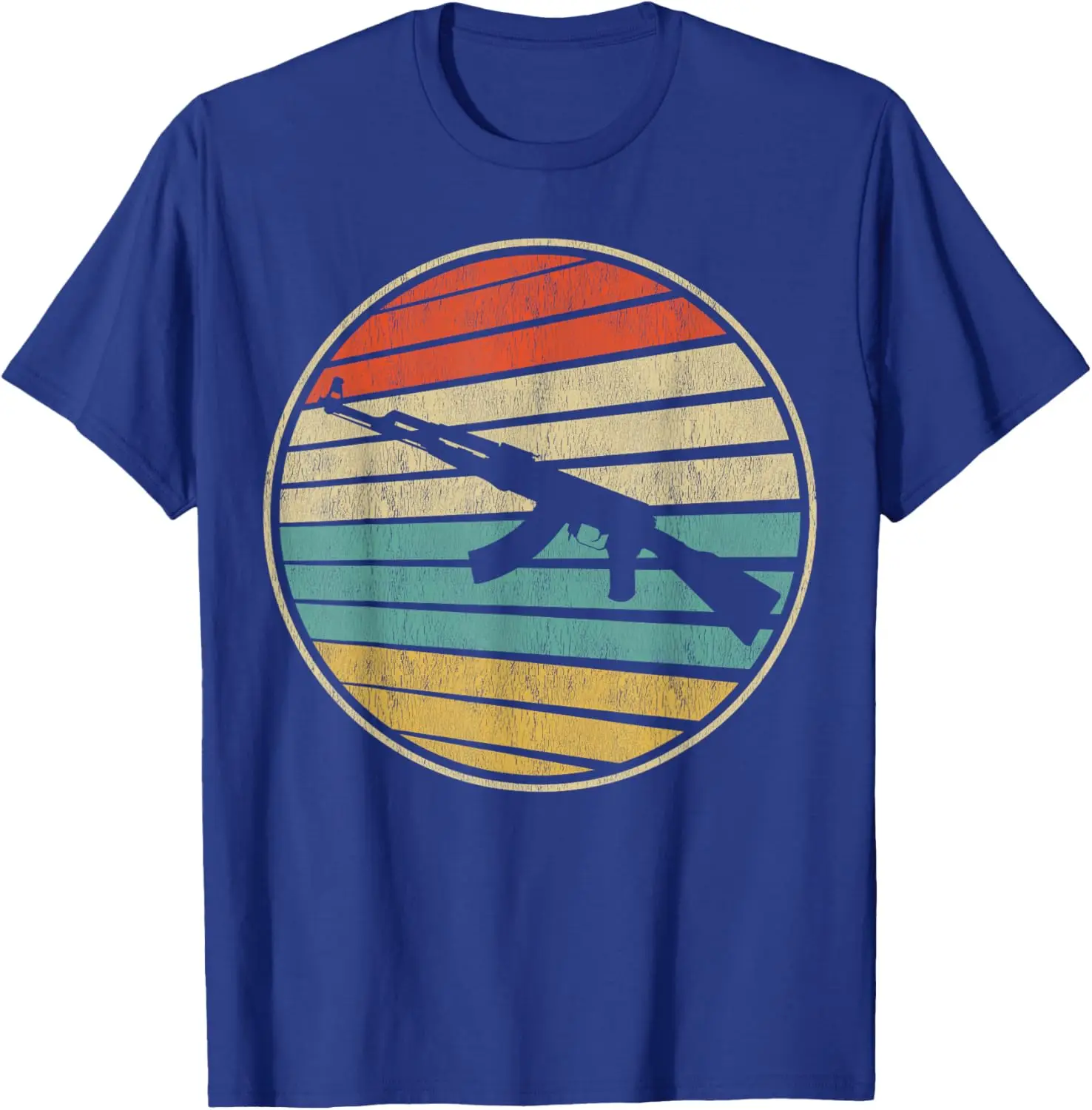 Gun Lover Vintage 70s 80s AK-47 Assault Rifle T-Shirt 100% Cotton O-Neck Short Sleeve Summer Casual Mens T-shirt Streetwear