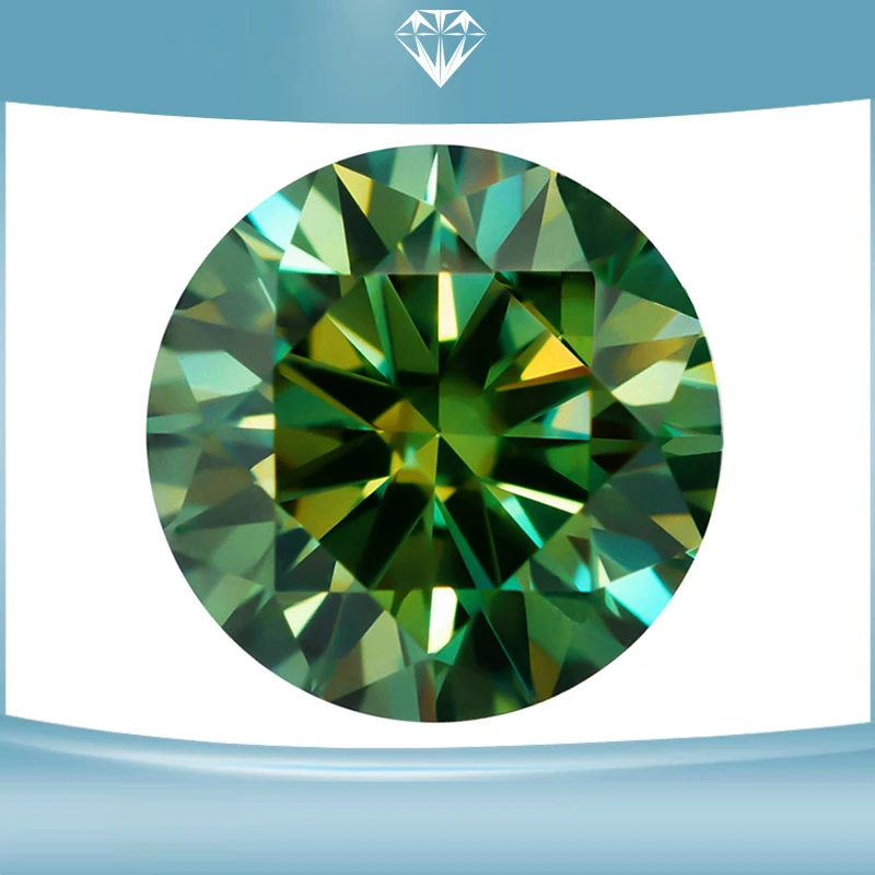 

Moissanite Stone Gemstone Round Cut Yellow Green Colour Lab Created Diamond Advanced Jewelry Making Materials GRA Certificate