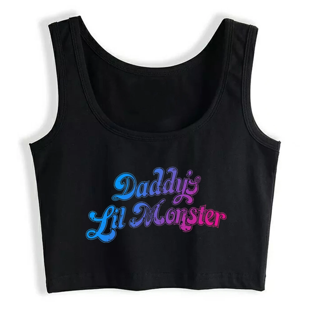 Daddy's Lil Monster Gradient Design Sexy Crop Top Girl's Humor Fun Flirting Style Tank Tops Sugar Baby Cotton Naughty Camisole