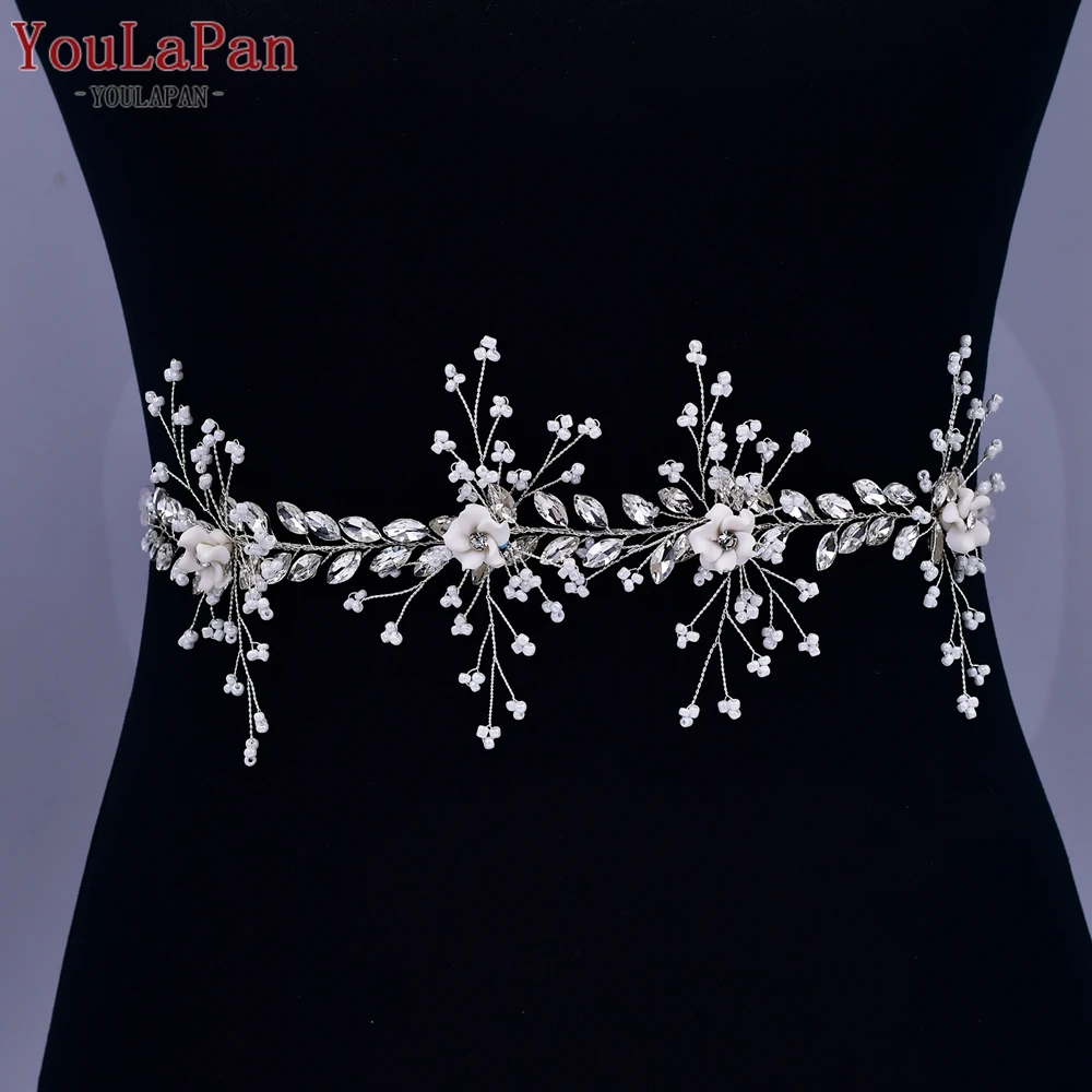 

TOPQUEEN Rhinestone Wedding Belt Bride Crystal Flower Waistband Woman Party Weddings Sash for Bridals Accessories SH602