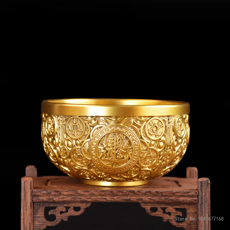 Creative Brass Coin Bowls, Relief Dragon Pattern, Longfeng Home Supplies, Copper Ware, Decorative Chopsticks and spoons Bowl Set