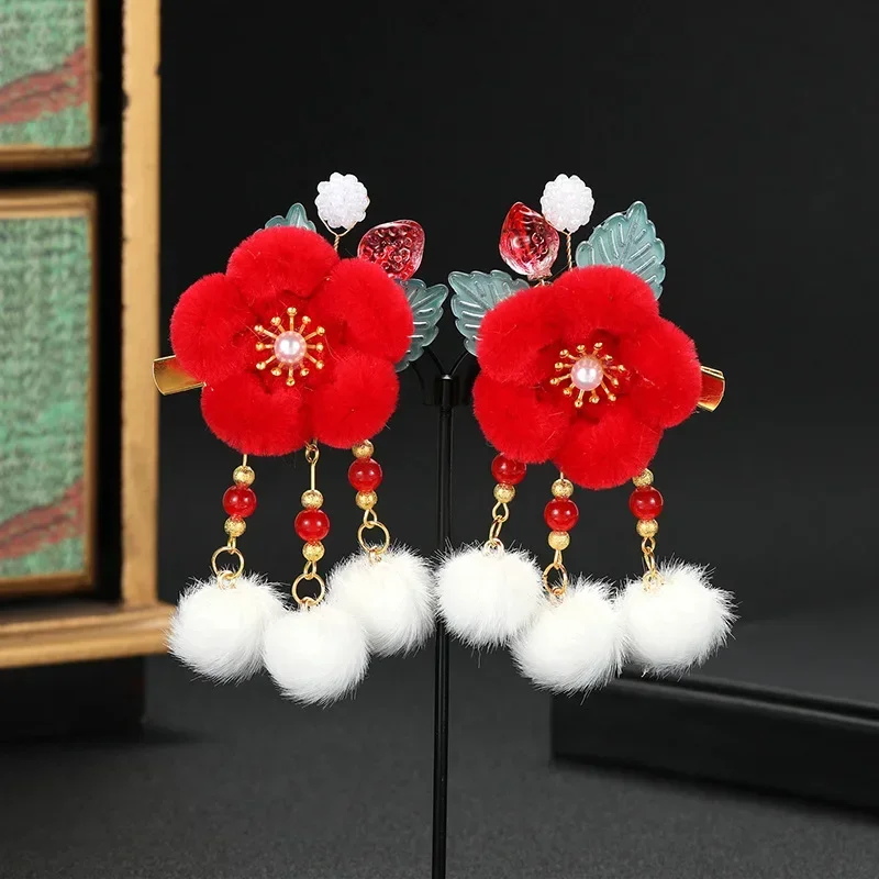 Sweet and Cute Girl Hair Clip Spring Festival Hair Accessories New Year Girl Hanfu Festival Accessories