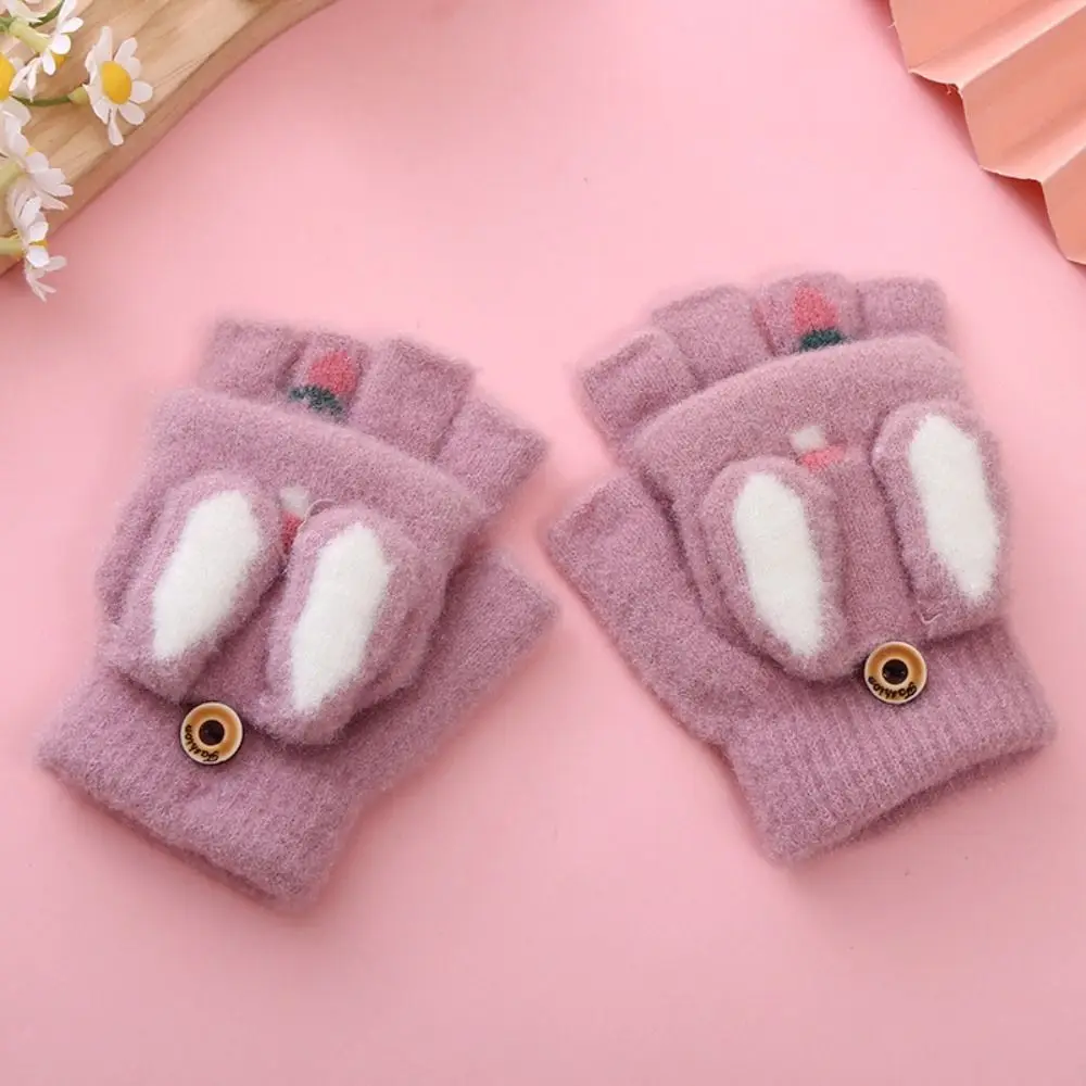 Cartoon Knitted Kids Gloves Thick Fingerless Fingerless gloves Winter Warm Winter