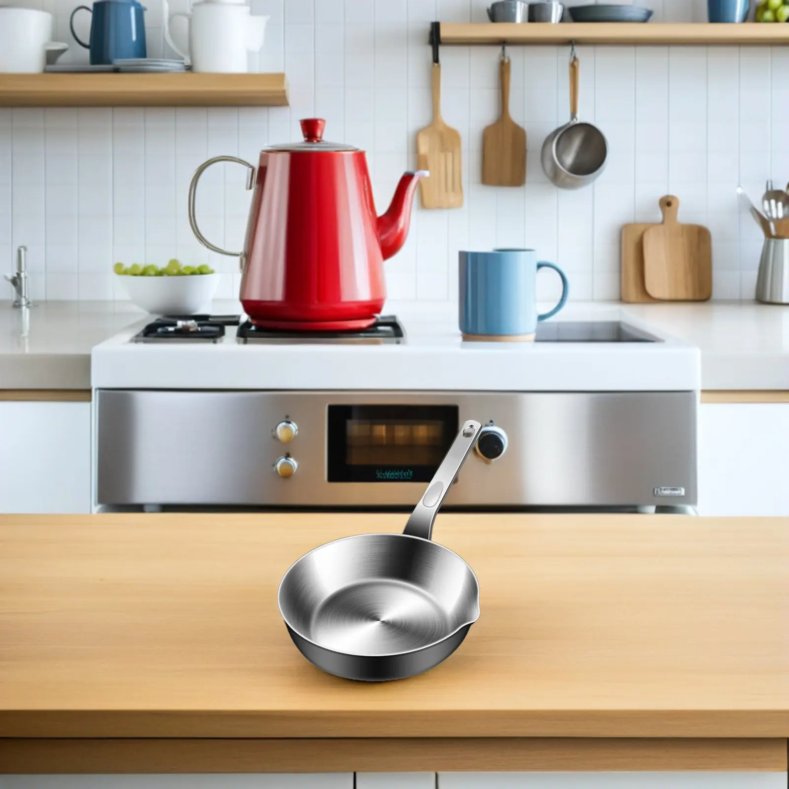 

Stainless Steel Mini Frying Pan Small Flat Bottom Skillet for Eggs Sauces Single Serving Portable Compact Cooking