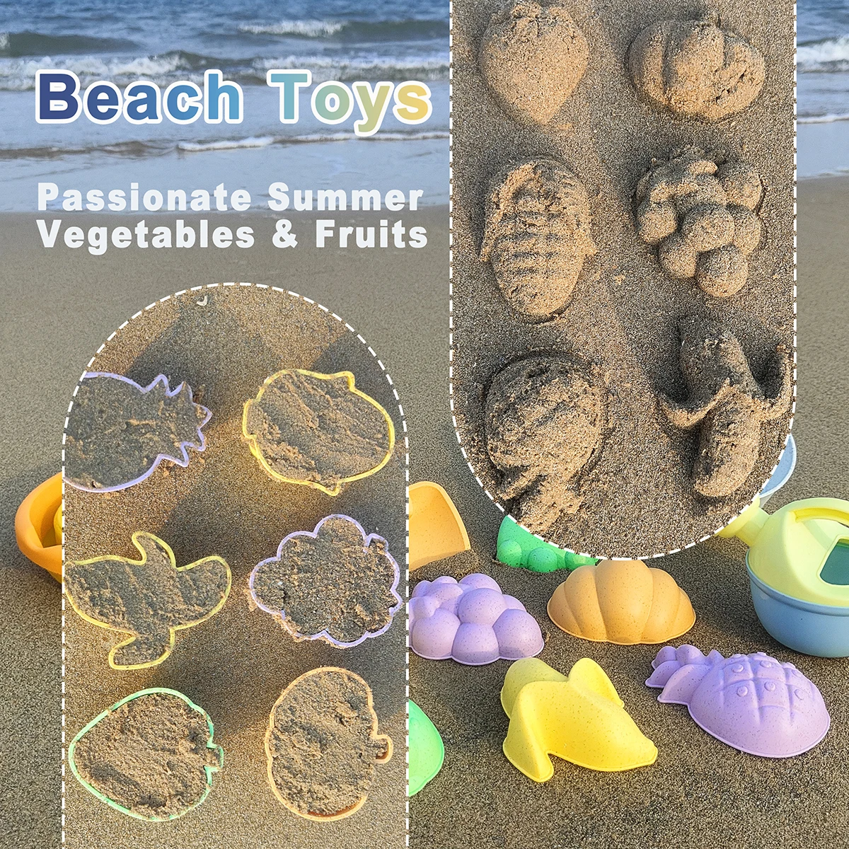 1/11PCS Children Fruit Beach Toy Summer Outdoor Games Sand Play Bucket Watering Bottle Shovel Kids Water Tool Gift(random color)