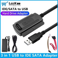 3 in 1 IDE SATA to USB Adapter Cable USB to SATA IDE Converter for 2.5 3.5 Inch SSD HDD with AC Adapter Support Windows MAC OS